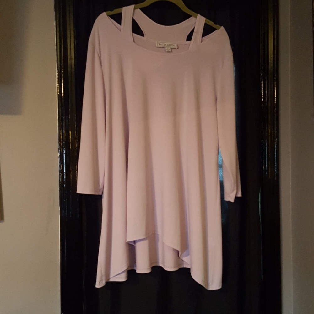Paula Deen purple cold shoulder swing top 1x